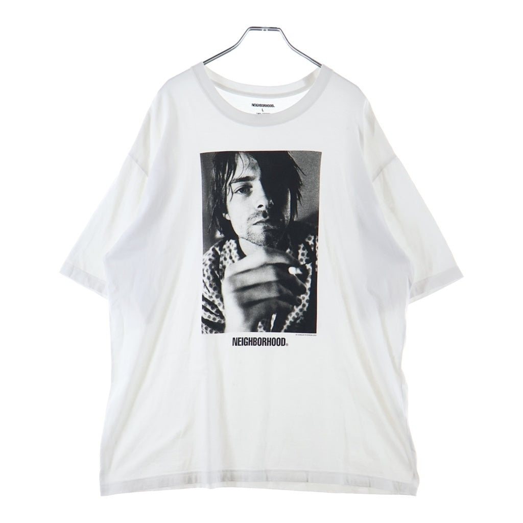 NEIGHBORHOOD(ネイバーフッド) 25AW ×Charles Peterson Kurt Cobain Photo T-shirt チャールズ ピーターソン カートコバーン フォトプリント クルーネック半袖Tシャツカットソー ホワイト