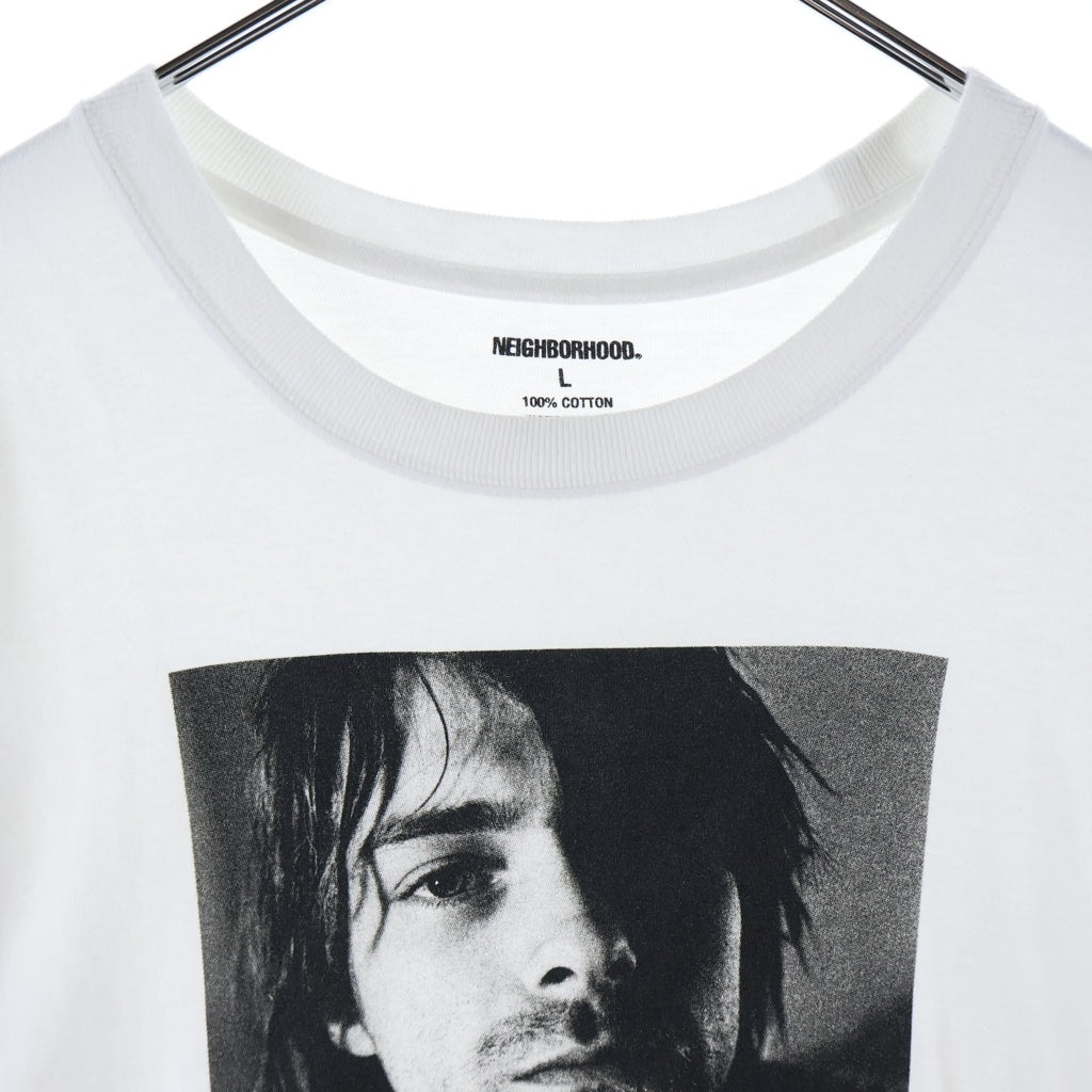 NEIGHBORHOOD(ネイバーフッド) 25AW ×Charles Peterson Kurt Cobain Photo T-shirt チャールズ ピーターソン カートコバーン フォトプリント クルーネック半袖Tシャツカットソー ホワイト