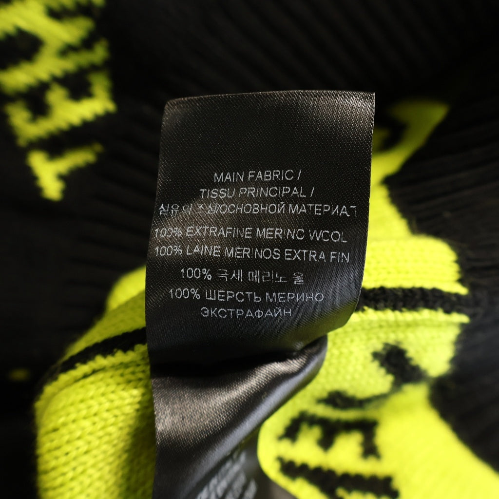 VETEMENTS(ヴェトモン) 22AW ロゴ総柄 ジャガード クルーネック長袖ニット セーター ブラック UA53KN300Y