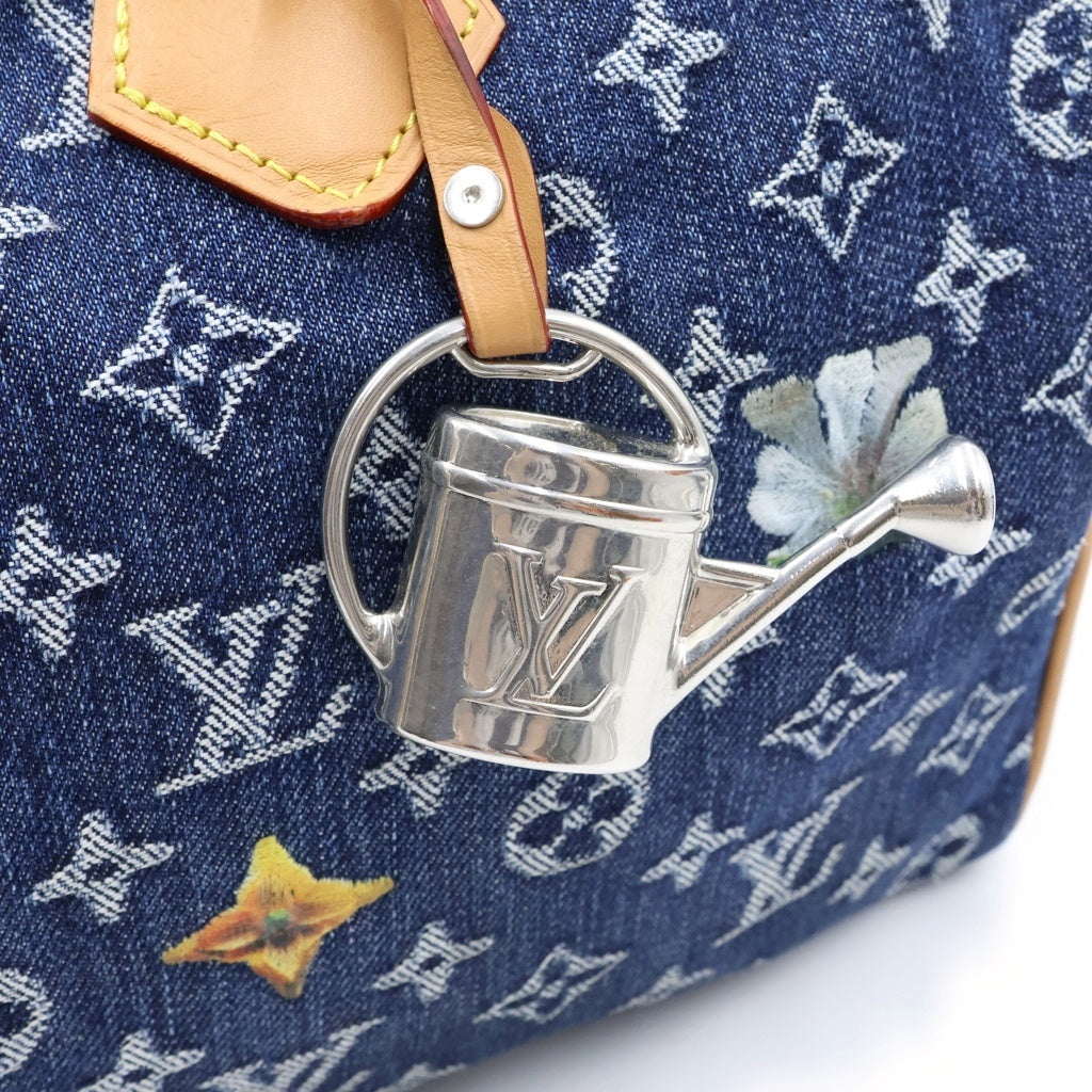 LOUIS VUITTON(ルイヴィトン) モノグラム フラワーデニム スピーディーバンドリエール30 デニム レザー 2WAY ハンドバッグ ショルダーバッグ ボストンバッグ ブルー M27556 レディース