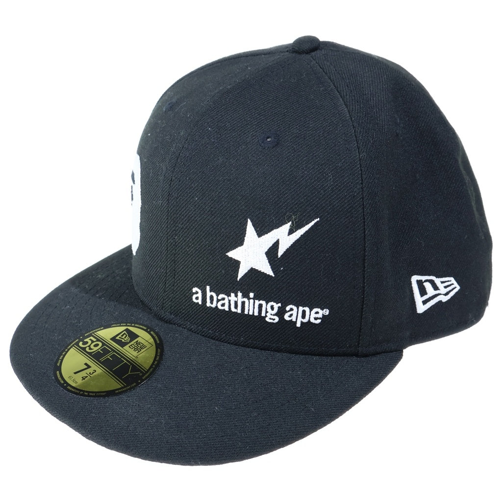 NEW ERA(ニューエラ) ×A BATHING APE 59FIFTY BASEBALL CAP アベイシングエイプ フィフティナインフィフティー ベースボールキャップ 帽子 001CPH731908C ブラック