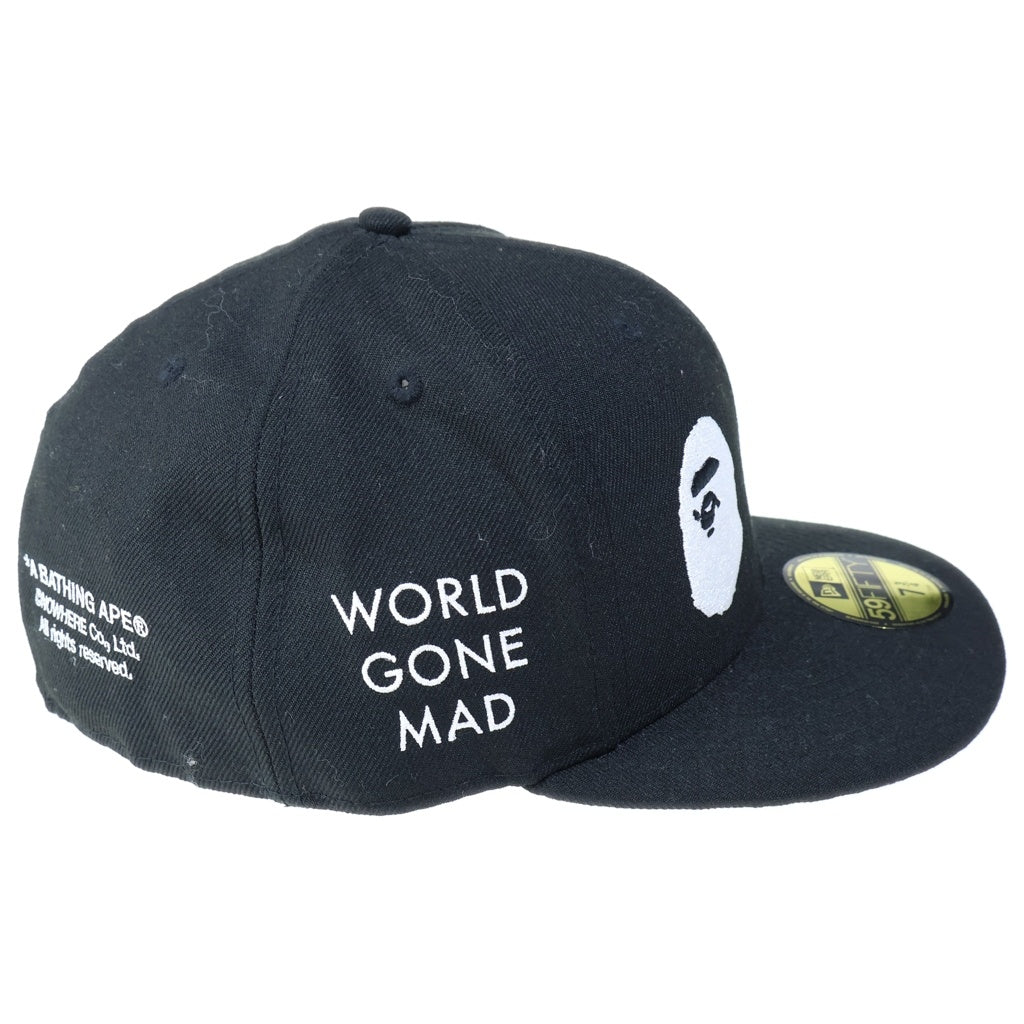 NEW ERA(ニューエラ) ×A BATHING APE 59FIFTY BASEBALL CAP アベイシングエイプ フィフティナインフィフティー ベースボールキャップ 帽子 001CPH731908C ブラック