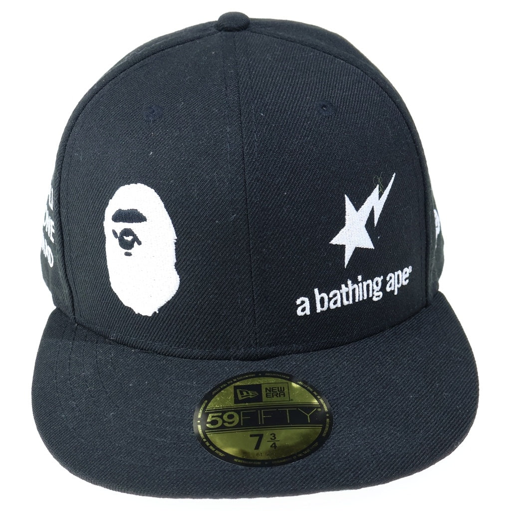 NEW ERA(ニューエラ) ×A BATHING APE 59FIFTY BASEBALL CAP アベイシングエイプ フィフティナインフィフティー ベースボールキャップ 帽子 001CPH731908C ブラック