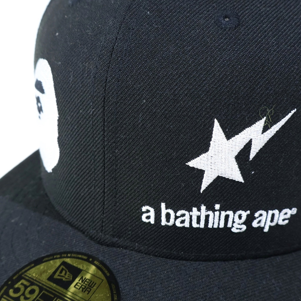 NEW ERA(ニューエラ) ×A BATHING APE 59FIFTY BASEBALL CAP アベイシングエイプ フィフティナインフィフティー ベースボールキャップ 帽子 001CPH731908C ブラック