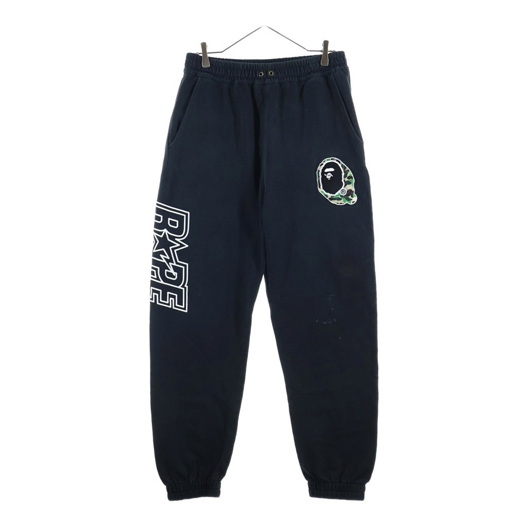 A BATHING APE(アベイシングエイプ) Patchwork Sweat Pant ロゴワッペン刺繍 パッチワーク スウェット パンツ 001PTJ301007M ブラック