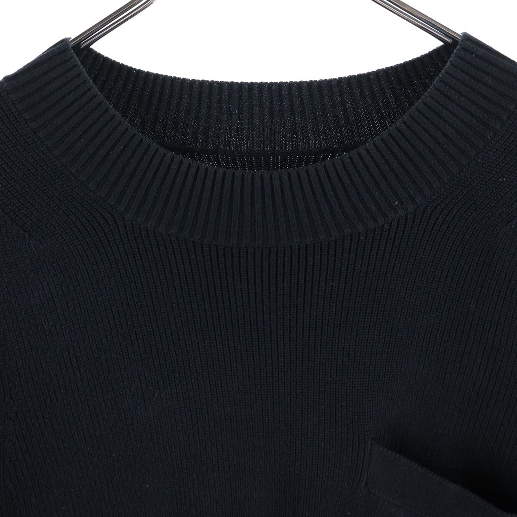 Sacai(サカイ) MA-1 ポケット付き ドッキングクルーネック長袖ニットセーター レディース ブラック SCM-041