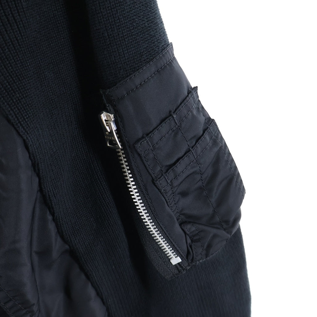 Sacai(サカイ) MA-1 ポケット付き ドッキングクルーネック長袖ニットセーター レディース ブラック SCM-041