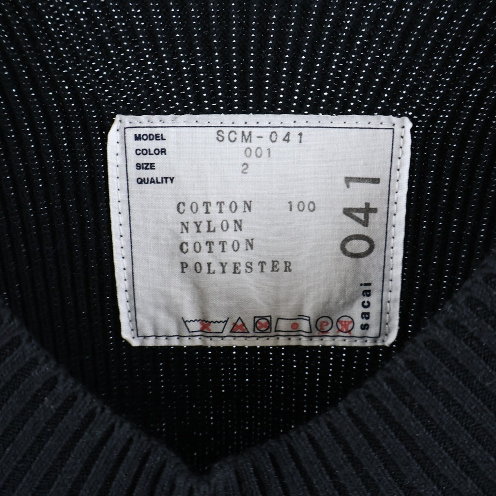 Sacai(サカイ) MA-1 ポケット付き ドッキングクルーネック長袖ニットセーター レディース ブラック SCM-041