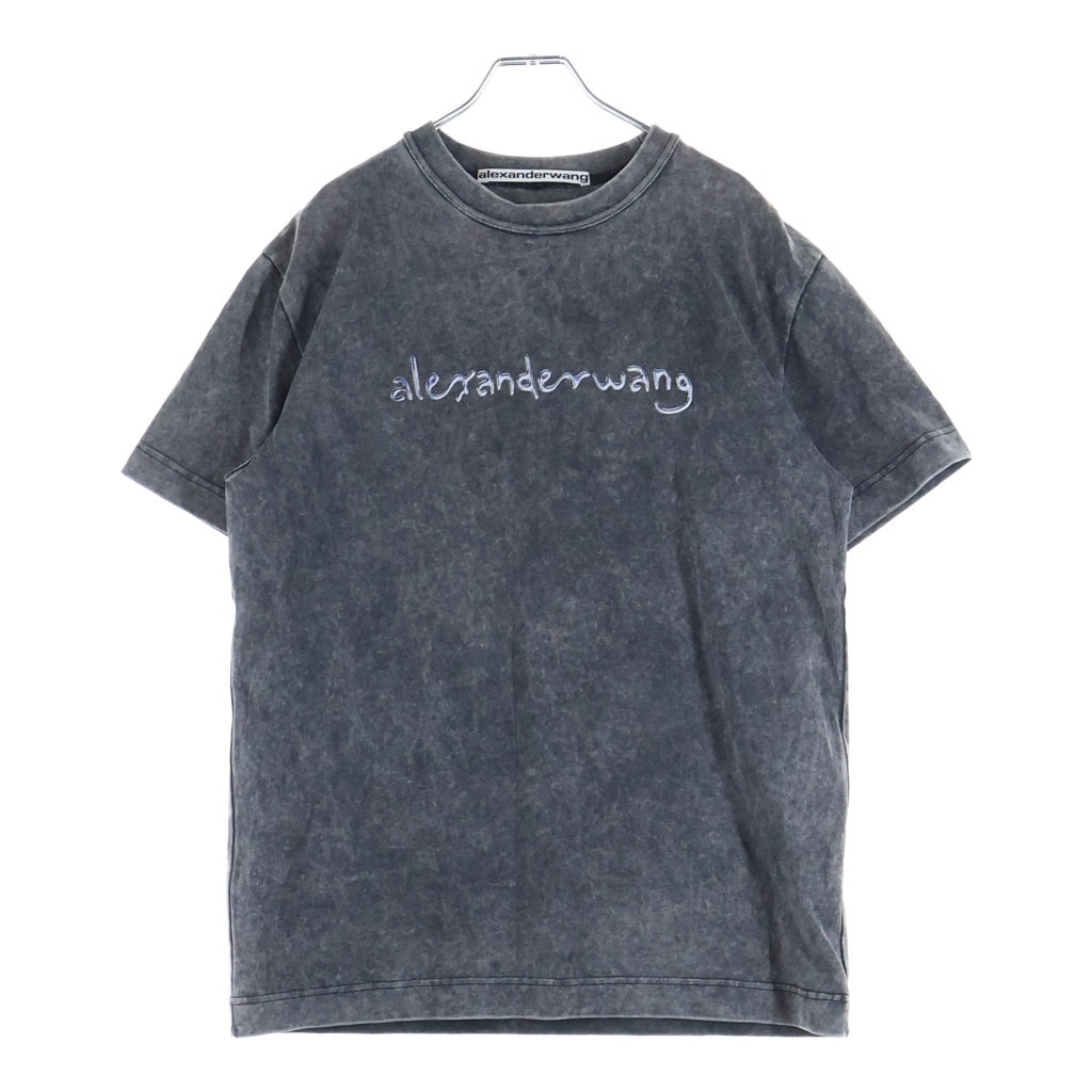 ALEXANDER WANG(アレキサンダーワン) Chrome Graphic T-Shirt クローム グラフィック ウォッシュド加工 クルーネック半袖Tシャツカットソー グレー UCC3221542