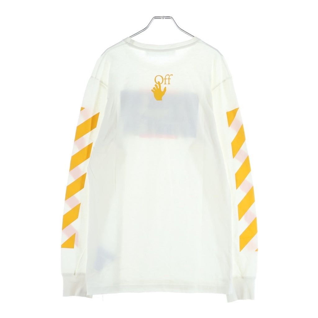 OFF-WHITE(オフホワイト) CARAVANGGIO PAINTING L/S TEE OMAB001F21JER004 カラヴァッジオ ペインティング フロントロゴプリント クルーネック長袖Tシャツカットソー ロンT ホワイト