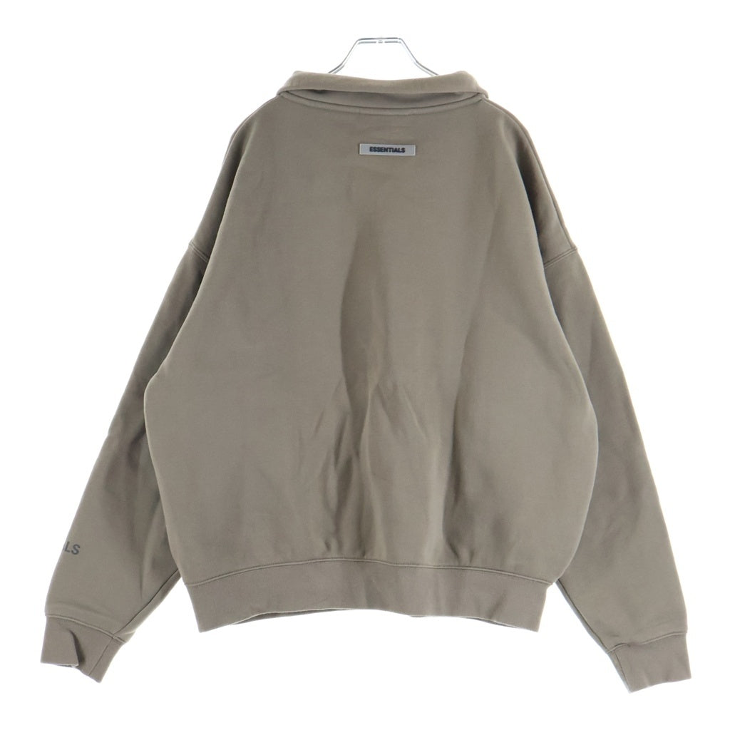 FEAR OF GOD ESSENTIALS(フィアオブゴッド エッセンシャルズ) 20AW Half Zip Pullover Cement ヘザーオートミール 両面ラバーロゴプリント ハーフジップスウェットトレーナー グレージュ