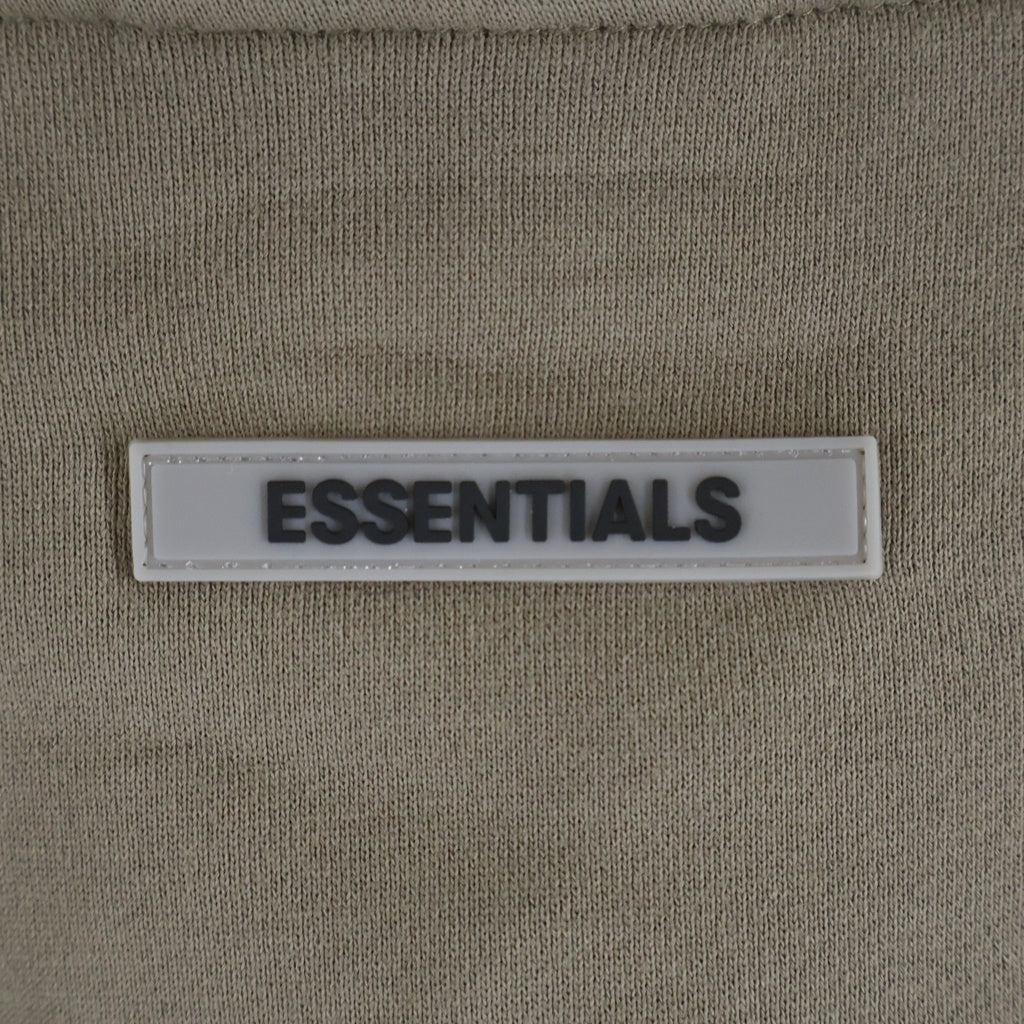 FEAR OF GOD ESSENTIALS(フィアオブゴッド エッセンシャルズ) 20AW Half Zip Pullover Cement ヘザーオートミール 両面ラバーロゴプリント ハーフジップスウェットトレーナー グレージュ