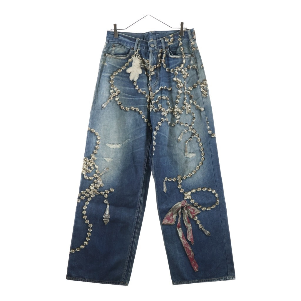 Acne Studios(アクネ ストゥディオズ) 1981 Loose Fit Denim クリスタル リボン トロンプルイユプリント ルーズフィットジーンズ デニムパンツ インディゴ FN-UX-TROU000052