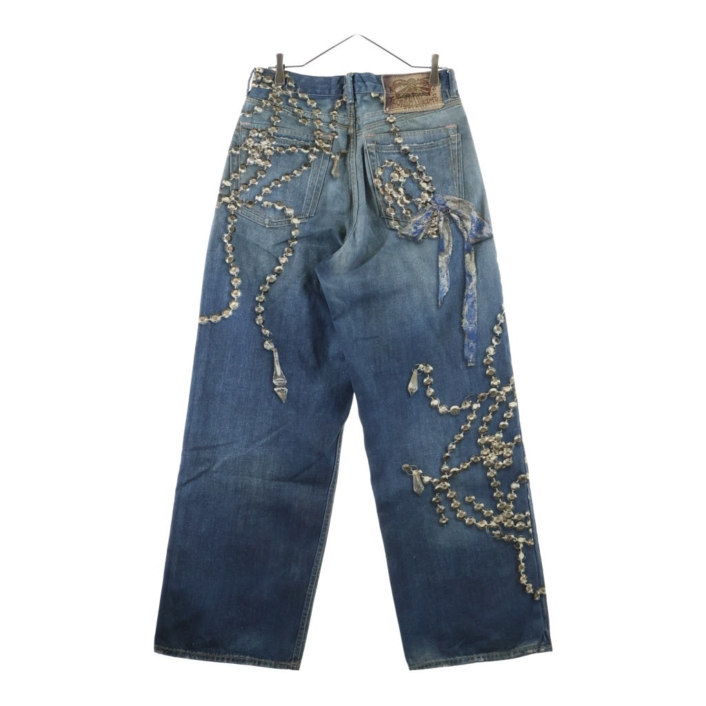 Acne Studios(アクネ ストゥディオズ) 1981 Loose Fit Denim クリスタル リボン トロンプルイユプリント ルーズフィットジーンズ デニムパンツ インディゴ FN-UX-TROU000052
