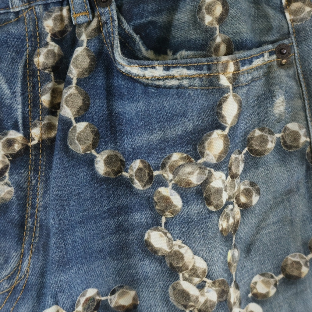 Acne Studios(アクネ ストゥディオズ) 1981 Loose Fit Denim クリスタル リボン トロンプルイユプリント ルーズフィットジーンズ デニムパンツ インディゴ FN-UX-TROU000052