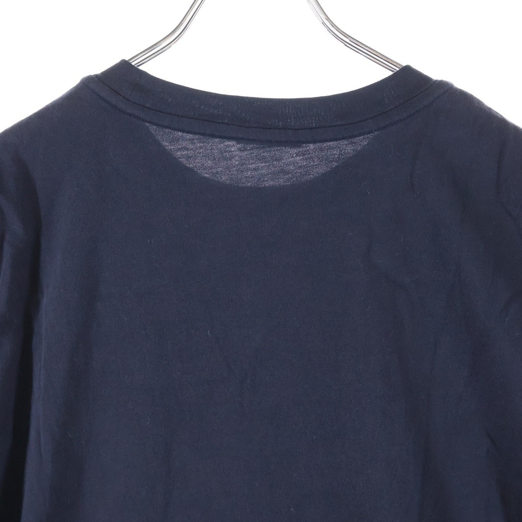 MONCLER(モンクレール) フロッキーロゴ刺繍 フロントロゴプリントクルーネック半袖Tシャツカットソーブラック I20918C00047-8390T
