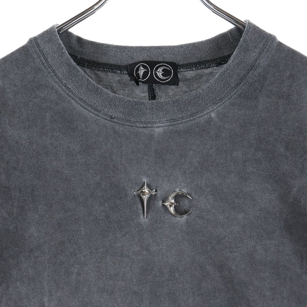 THUG CLUB(サグクラブ) 24SS TC BASIC T-SHIRT フェード加工 フロントロゴクルーネック半袖Tシャツカットソー グレー TC24TS0507