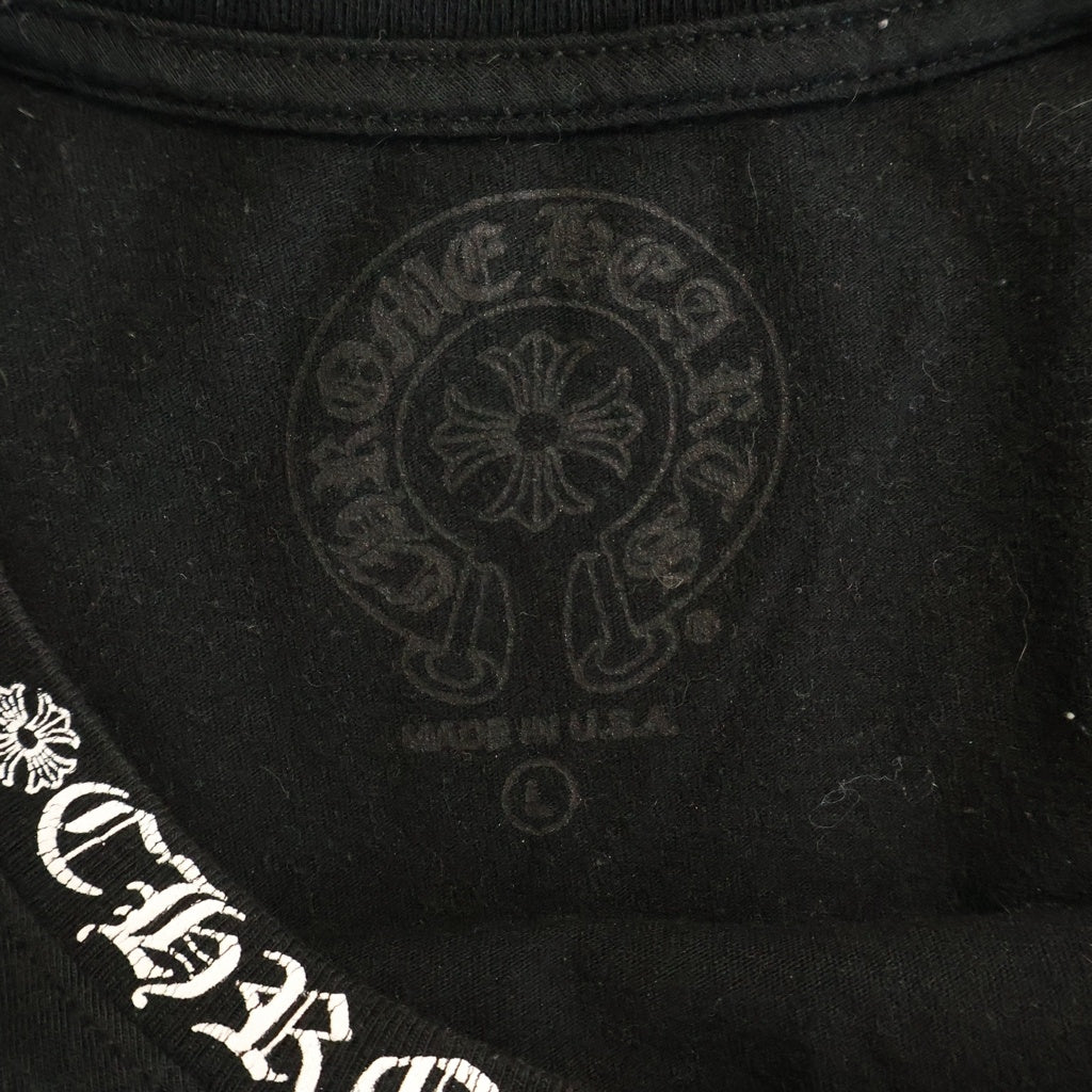 CHROME HEARTS(クロムハーツ) NECK LOGO S/S TEE ネックロゴプリント チェストポケット クルーネック半袖Tシャツ カットソー ブラック
