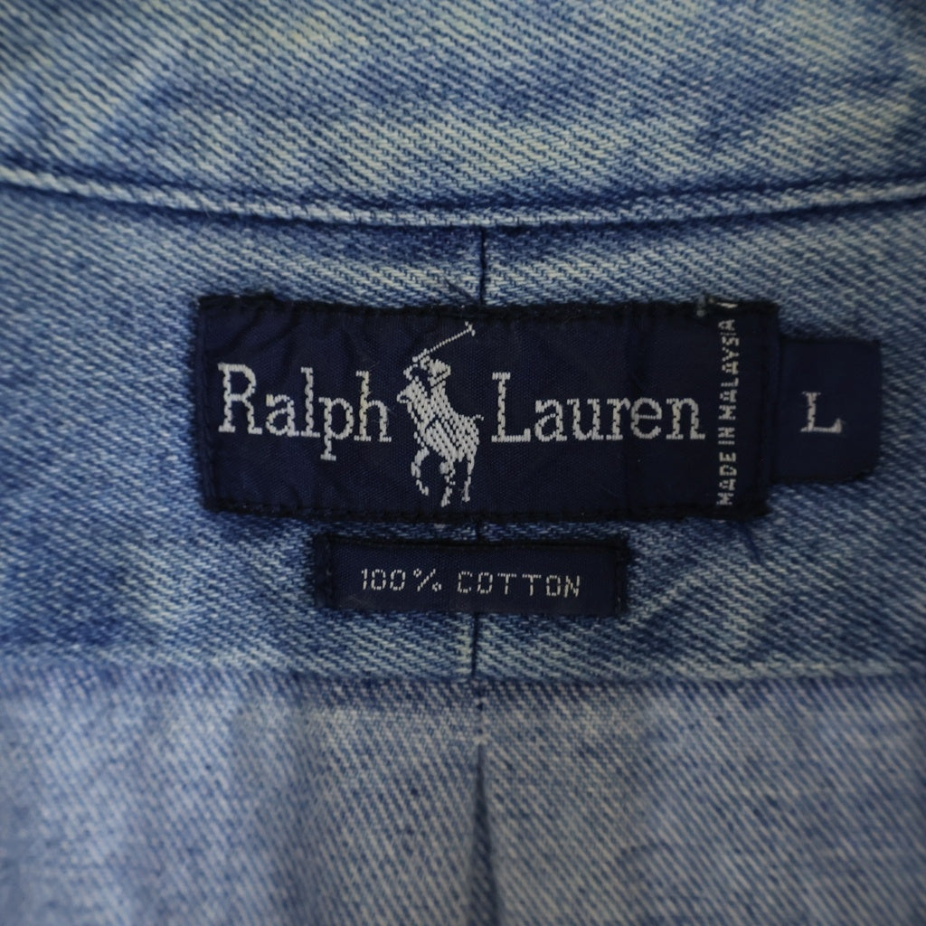 POLO RALPH LAUREN(ポロラルフローレン) 90S VINTAGE Polo Bear Denim BD Shirt ヴィンテージ ポロ ベア 長袖デニムシャツ インディゴ