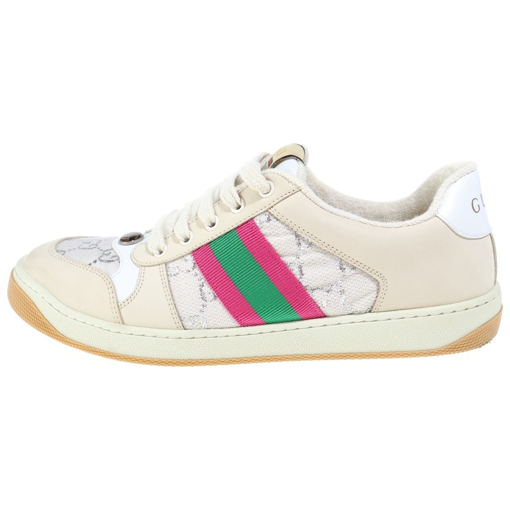 GUCCI(グッチ) スクリーナー GGキャンバス ウィメンズ レザー ローカットスニーカー ベージュ 570443