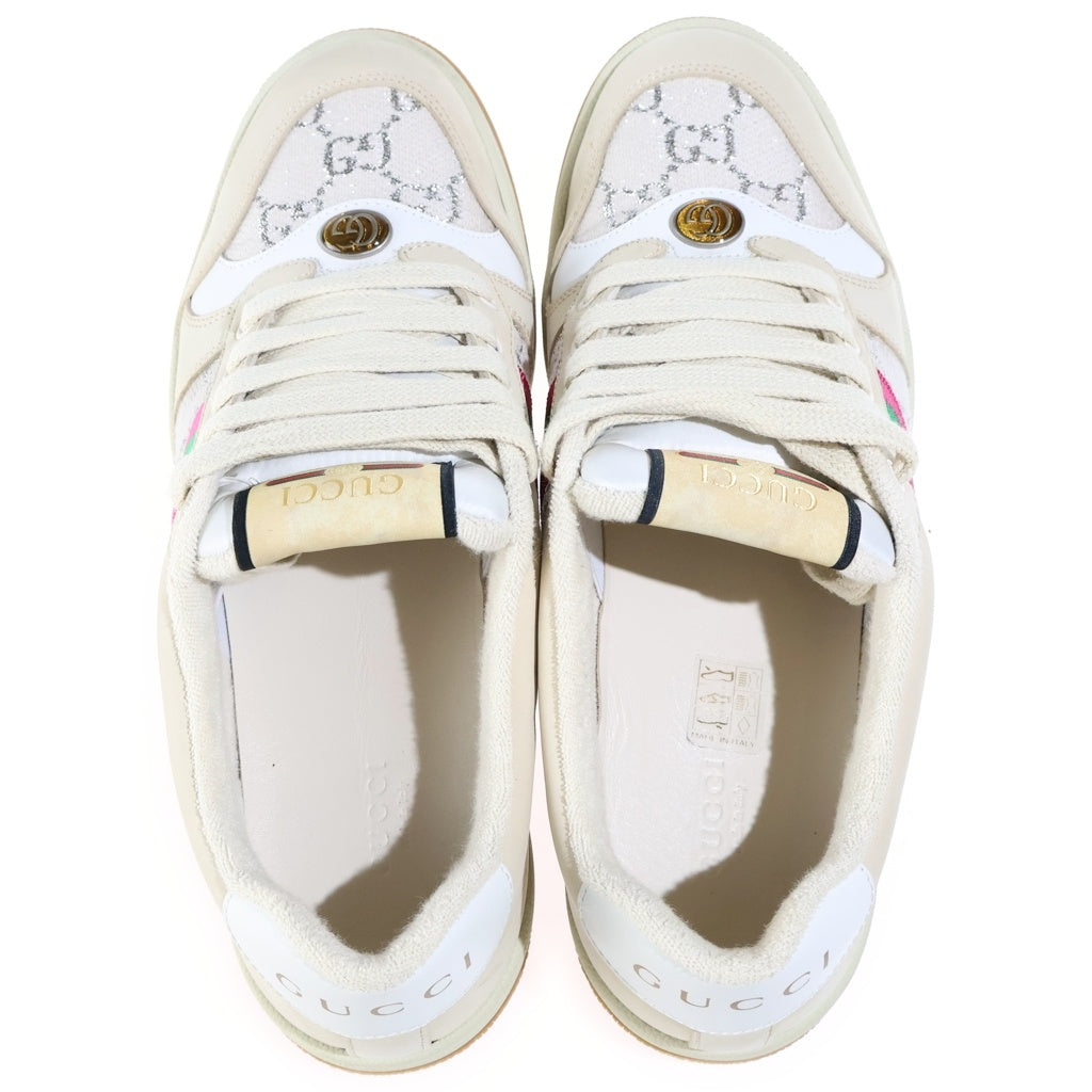 GUCCI(グッチ) スクリーナー GGキャンバス ウィメンズ レザー ローカットスニーカー ベージュ 570443