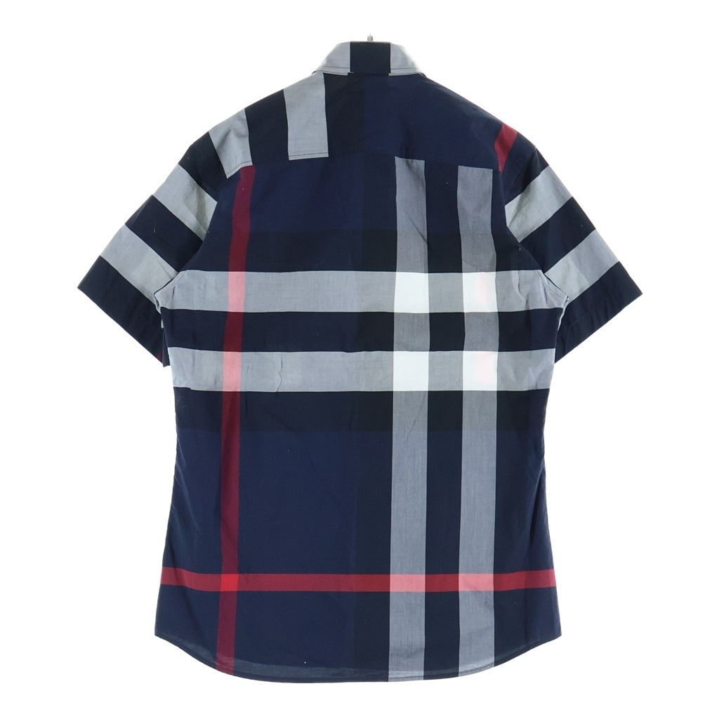 BURBERRY(バーバリー) SOMERTON SS ストレッチコットン 半袖チェックシャツ ネイビー 8020855