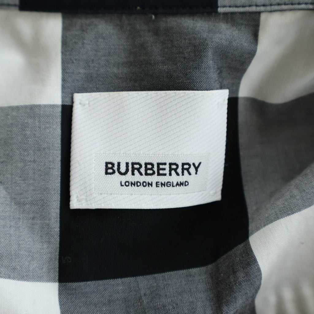 BURBERRY(バーバリー) SOMERTON SS ストレッチコットン 半袖チェックシャツ ネイビー 8020855