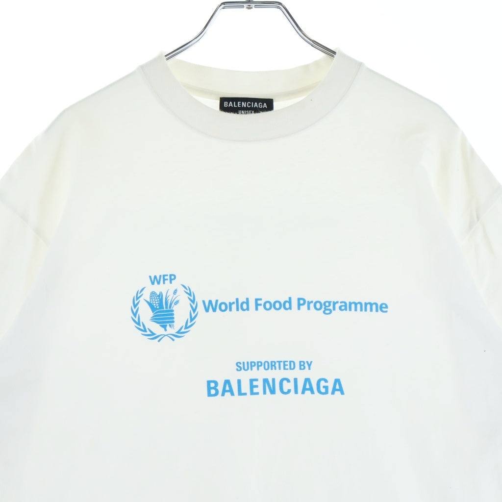 BALENCIAGA(バレンシアガ) 22SS ×WFP LOGO PRINT T-SHIRT フロントロゴプリントクルーネック半袖Tシャツカットソー ホワイト 612966 TMVL2