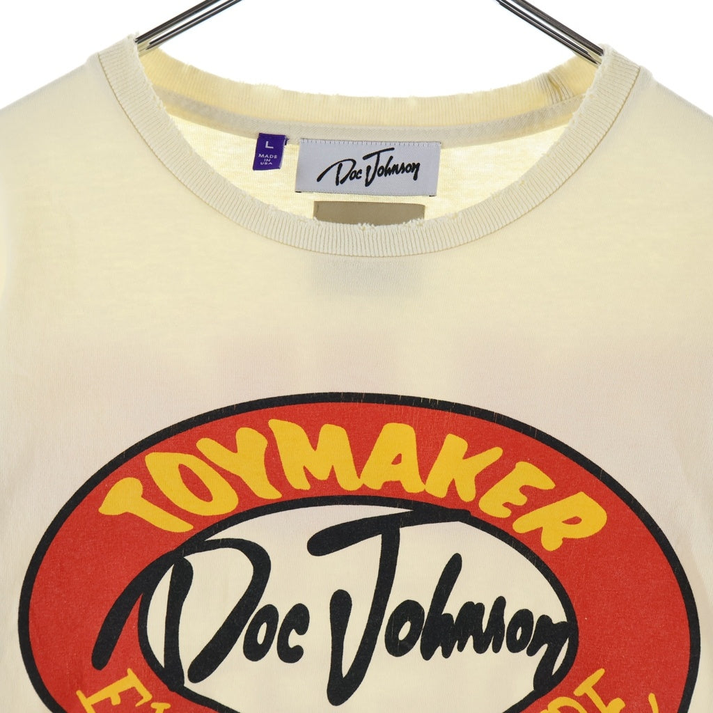 GALLERY DEPT.(ギャラリーデプト) 23SS ×DOC JOHNSON TEE ドックジョンソン ダメージ加工 両面ロゴプリントクルーネック半袖Tシャツカットソー ベージュ