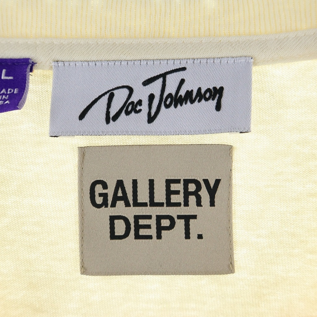 GALLERY DEPT.(ギャラリーデプト) 23SS ×DOC JOHNSON TEE ドックジョンソン ダメージ加工 両面ロゴプリントクルーネック半袖Tシャツカットソー ベージュ