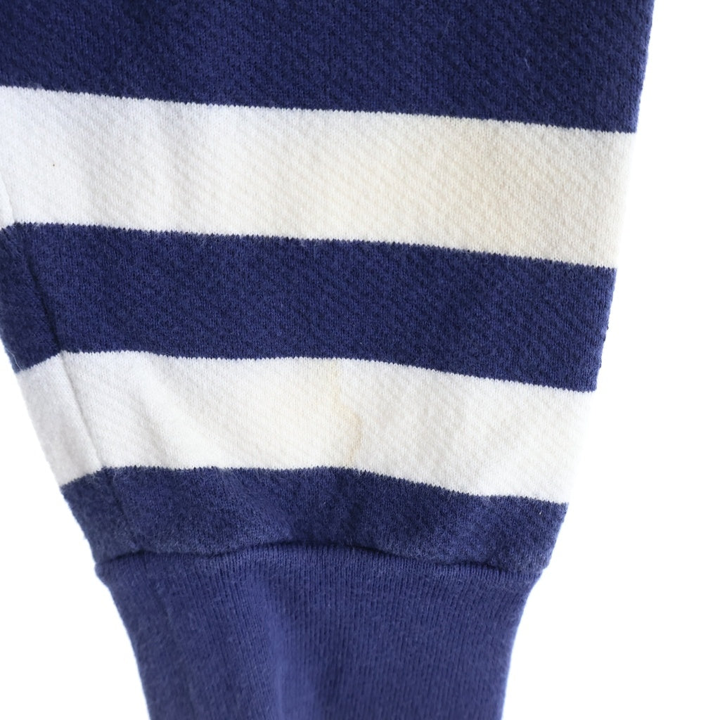 GUCCI(グッチ) Striped Oversized Cotton Sweatshirt 572813 金ボタン付き オーバーサイズ フロントロゴ刺繍 クルーネック長袖ボーダースウェットトレーナー ネイビー
