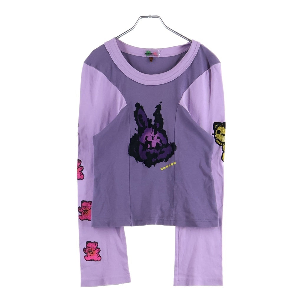 Heaven by Marc Jacobs(ヘブンバイマークジェイコブス) ×Kiko Kostadinov キコ コスタディノフ フロントプリントクルーネック長袖Tシャツカットソー ロンT パープル/ピンク レディース P675P61FA22