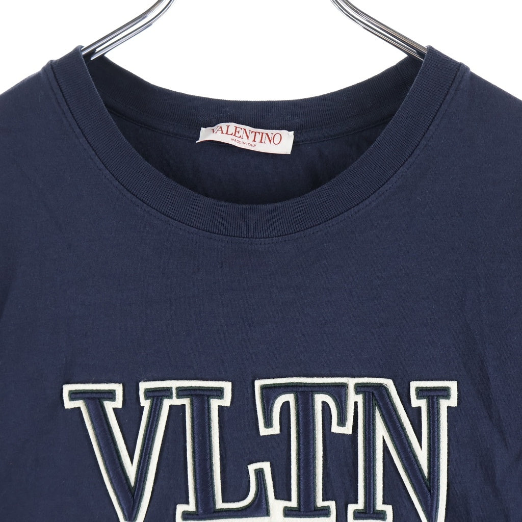 VALENTINO(ヴァレンティノ) 22SS VLTN LOGO T-SHIRT 1V3MG10V8RB VLTNロゴ刺繍 クルーネック半袖Tシャツカットソー ネイビー