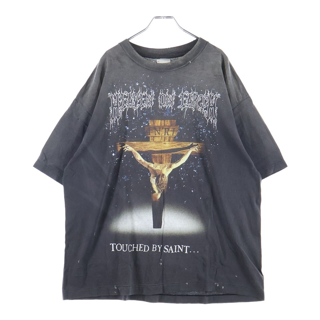 SAINT MICHAEL(セントマイケル) 26SS JESUS SS T-SHIRT ジーザス ユーズド フェード加工 クルーネック半袖Tシャツカットソー ブラック SM-MK8-0000-002