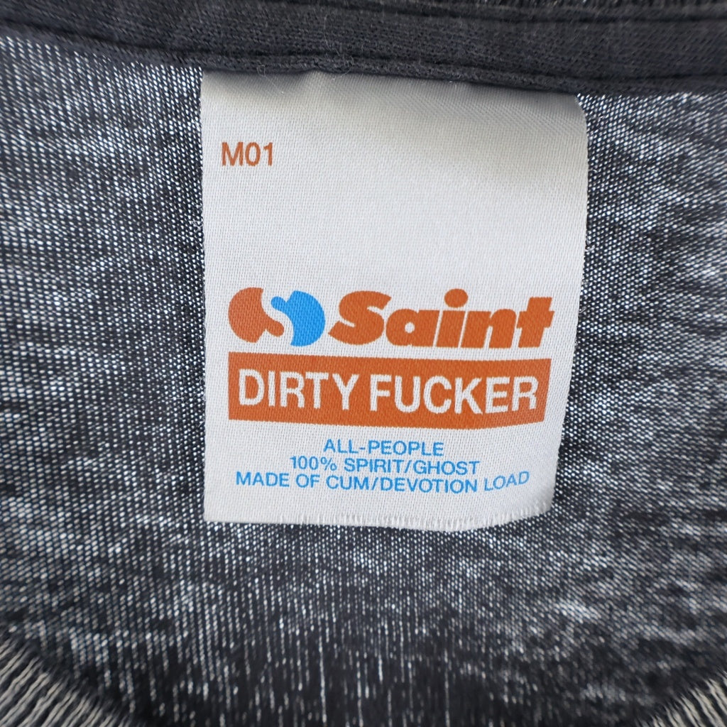 SAINT MICHAEL(セントマイケル) 26SS JESUS SS T-SHIRT ジーザス ユーズド フェード加工 クルーネック半袖Tシャツカットソー ブラック SM-MK8-0000-002