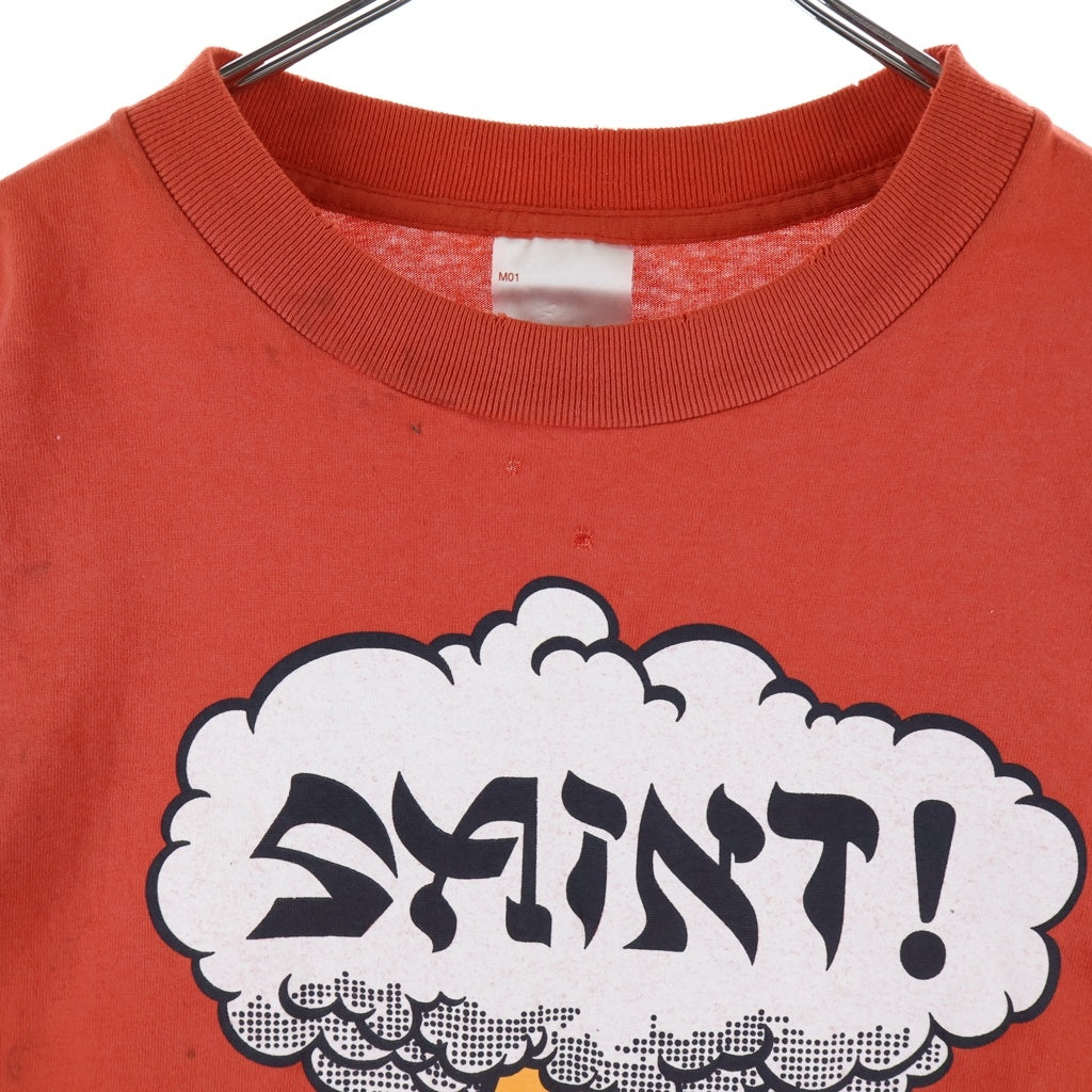 SAINT MICHAEL(セントマイケル) 26SS SAINT! T-SHIRT プリント フェード加工 クルーネック半袖Tシャツカットソー レッド SM-MK8-0000-024