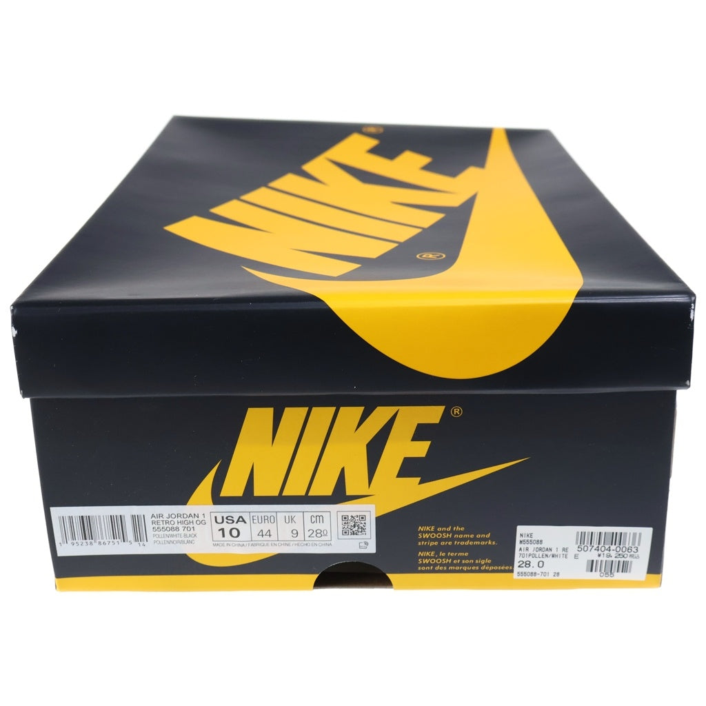 NIKE(ナイキ) Air Jordan 1 High Pollen 555088-701 エアジョーダン1 ハイ OG パラン ハイカットスニーカー ブラック/イエロー US10/28CM