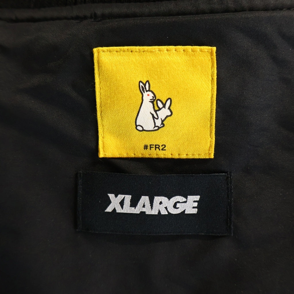 FR2(エフアールツー) ×X LARGE フロント刺繍スーベニアジップアップジャケット ブラック