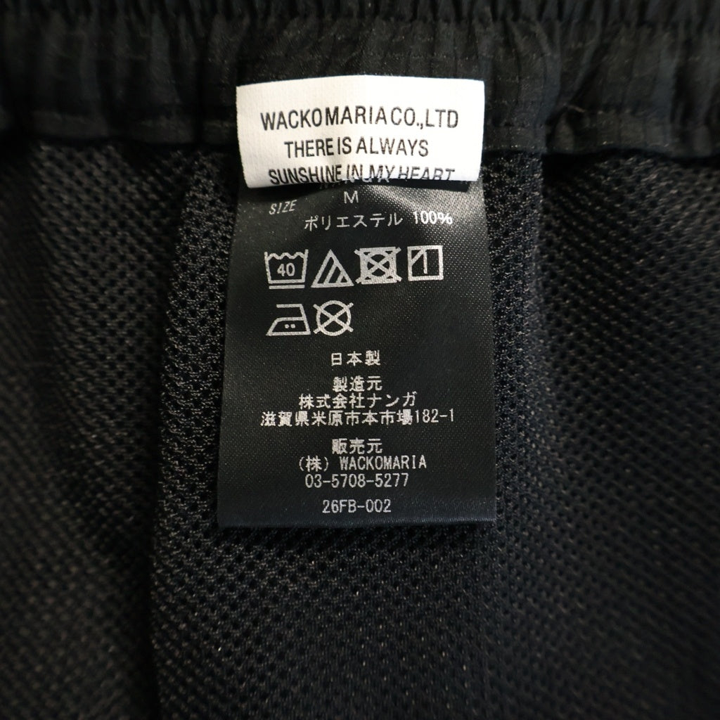 WACKO MARIA(ワコマリア) ×NANGA ロゴプリント メッシュテーパードトラックパンツ ブラック 26FB-001