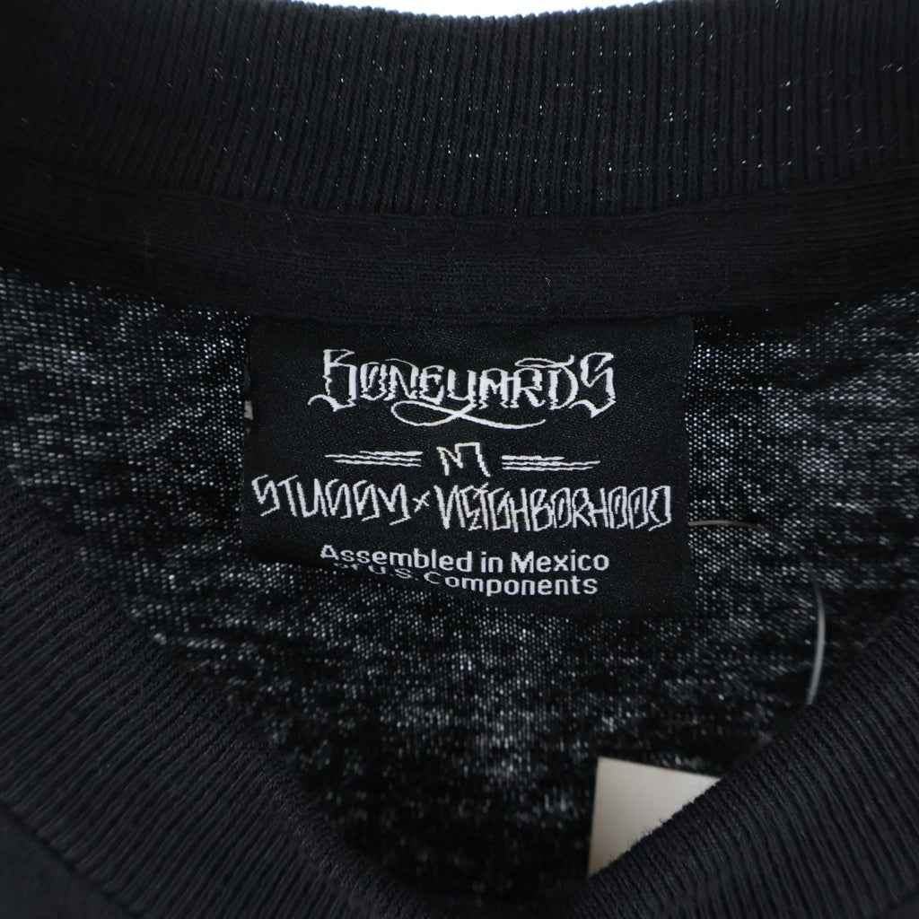 STUSSY(ステューシー) 00S ×Neighborhhood ×MC Cartoon OLD PRINT TEE オールド ネイバーフッド エムシー カートゥーン 両面プリントクルーネック半袖Tシャツカットソー ブラック
