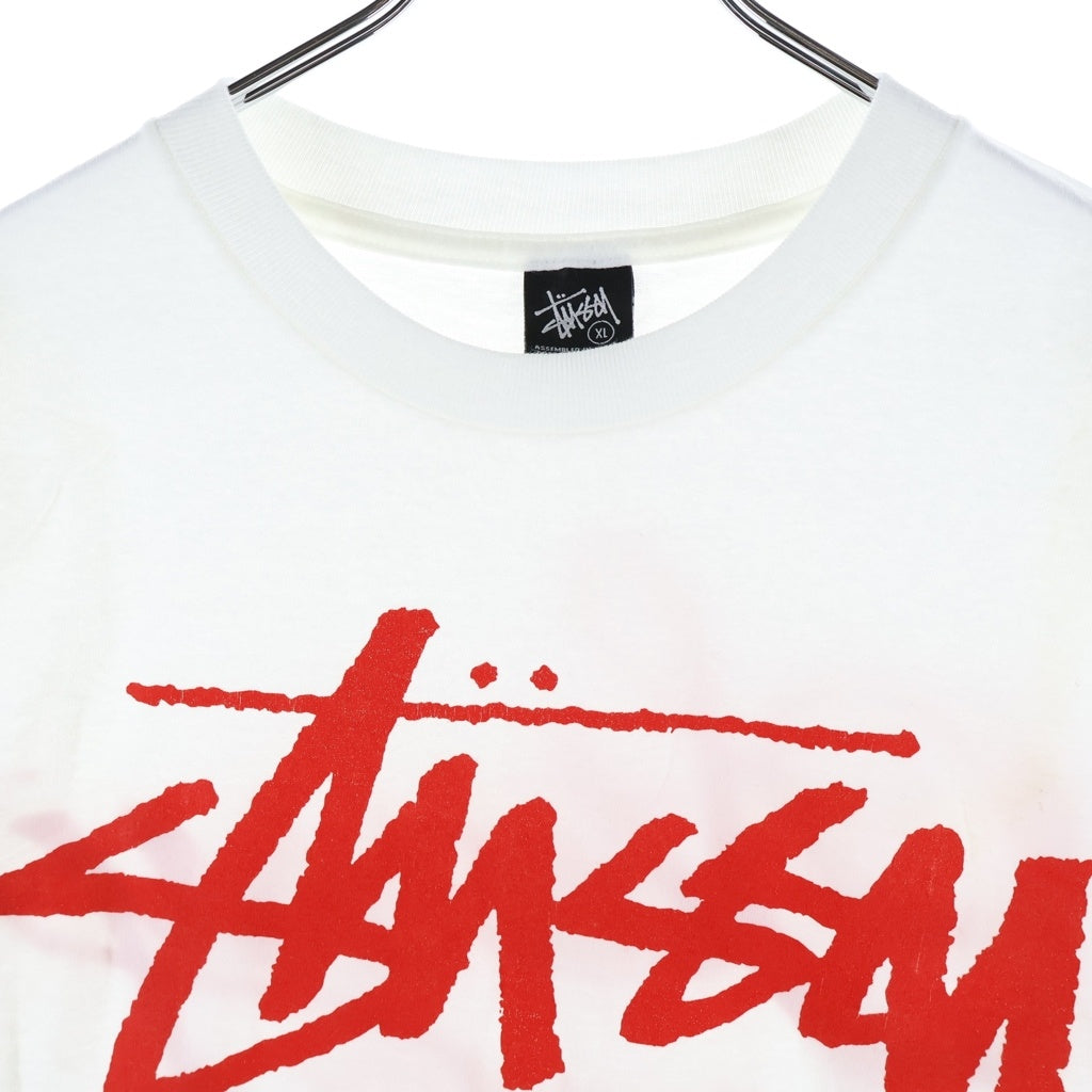 STUSSY(ステューシー) 00S OLD CHARITY WORLD TOUR T-SHIRT オールド チャリティー ワールドツアー 両面プリント クルーネック半袖Tシャツカットソー ホワイト/レッド