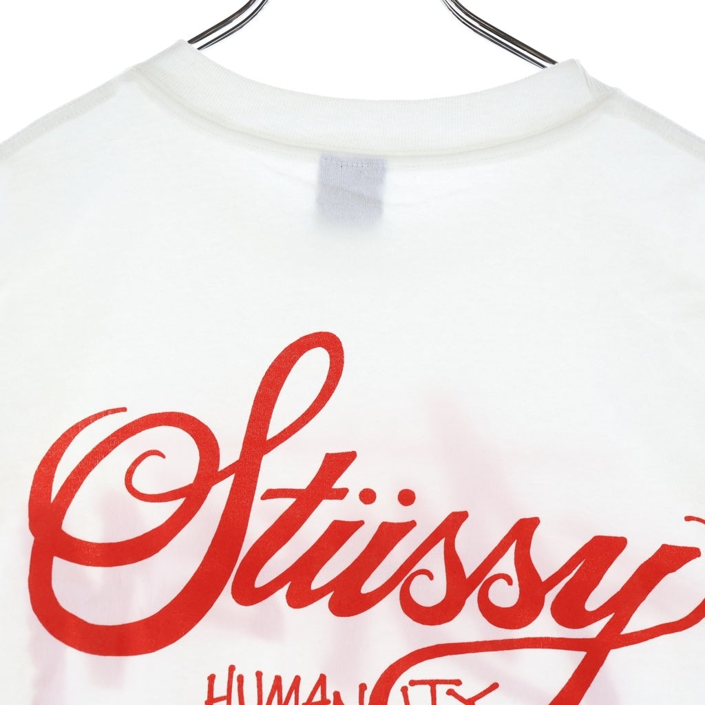 STUSSY(ステューシー) 00S OLD CHARITY WORLD TOUR T-SHIRT オールド チャリティー ワールドツアー 両面プリント クルーネック半袖Tシャツカットソー ホワイト/レッド