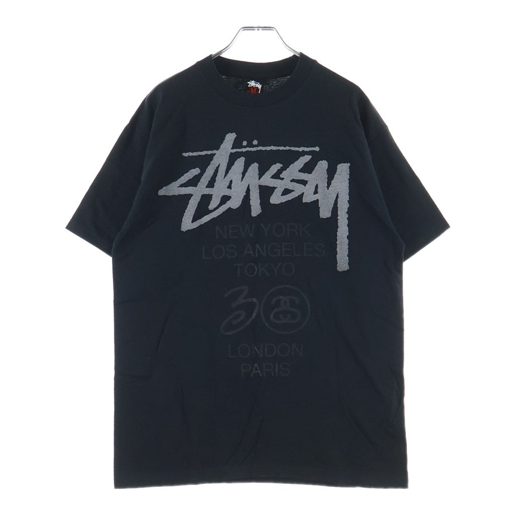 STUSSY(ステューシー) 00S OLD 30TH ANNIVERSARY WORLD TOUR T-SHIRT オールド 30周年記念 ワールドツアー クルーネック半袖Tシャツカットソー ブラック