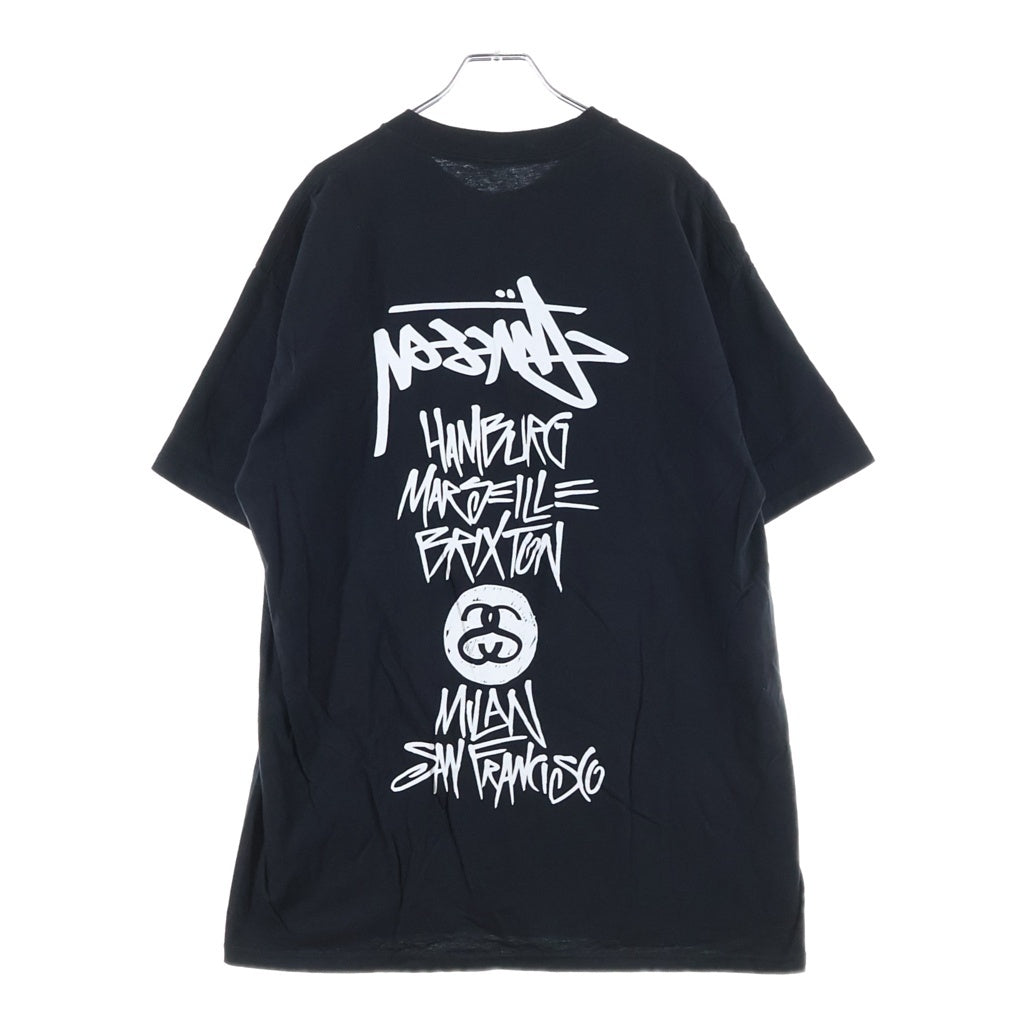 STUSSY(ステューシー) 00S ×FUTURA OLD WORLD TOUR DESIGHN TEE フューチュラ オールド ワールドツアー デザイン クルーネック半袖Tシャツカットソー ブラック