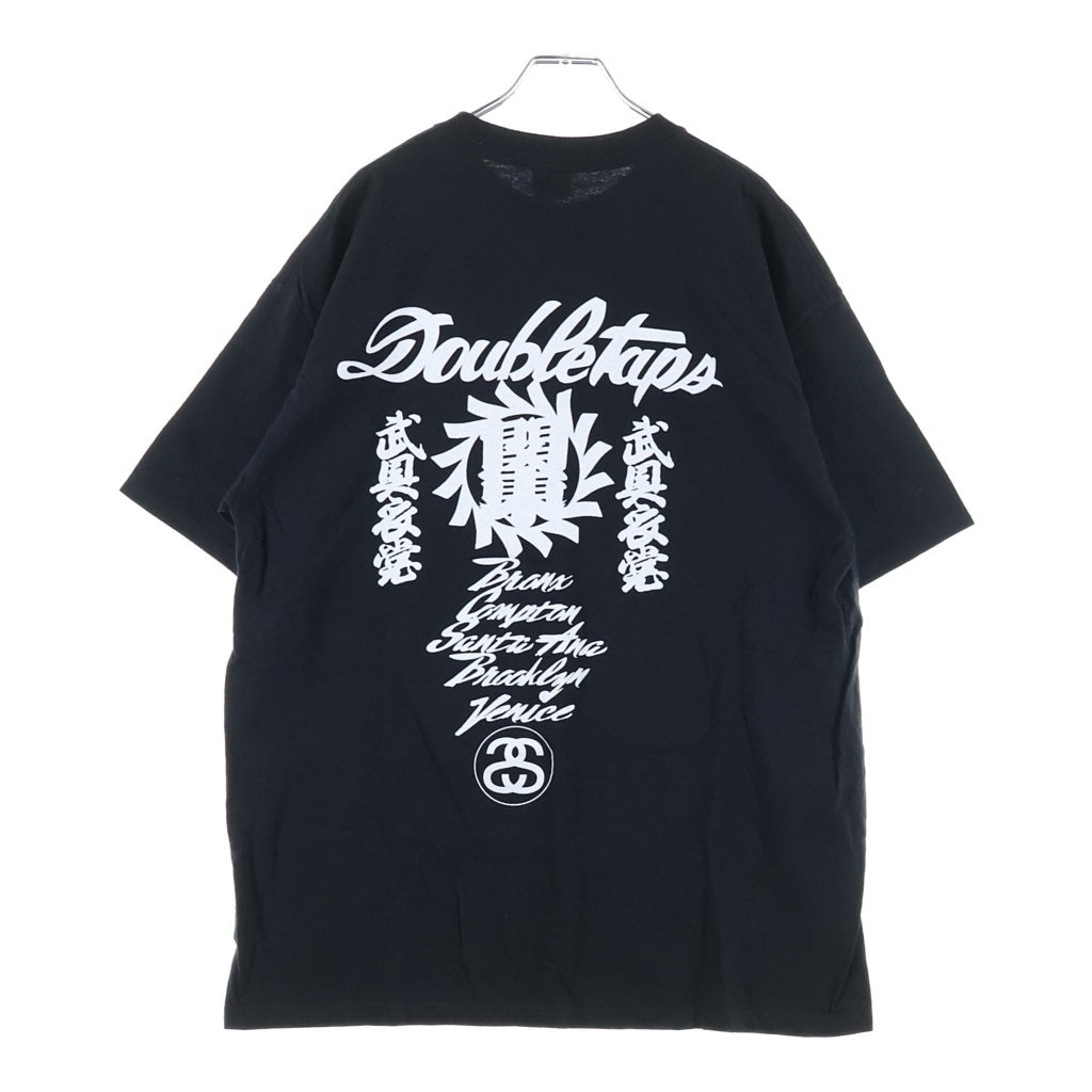 STUSSY(ステューシー) 00S ×WTAPS OLD WORLD TOUR TEE ダブルタップス オールド ワールドツアー クルーネック半袖Tシャツカットソー ブラック