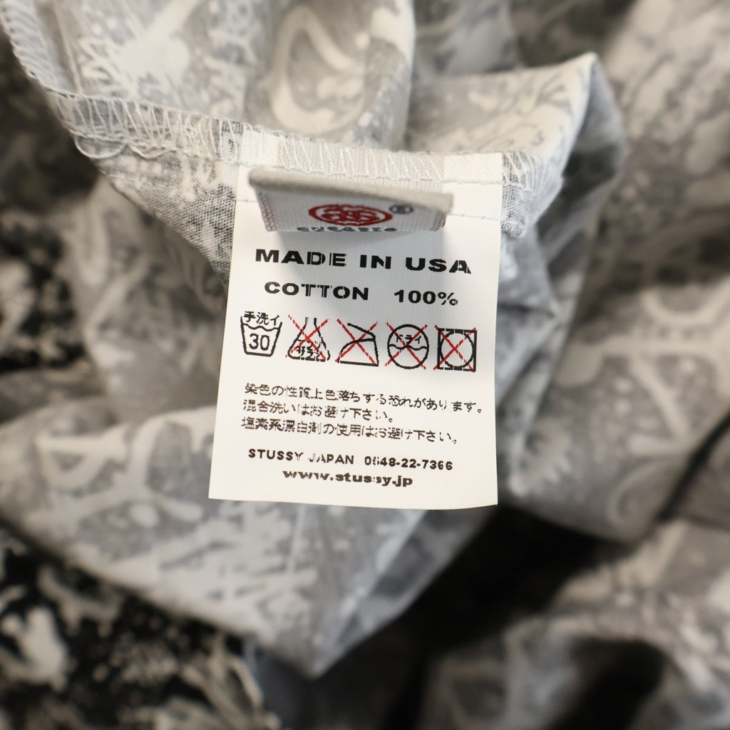 STUSSY(ステューシー) 00S OLD WORLD TOUR SHORT SLEEVE SHIRT オールド ワールドツアー 総柄 半袖コットンシャツ ブラック