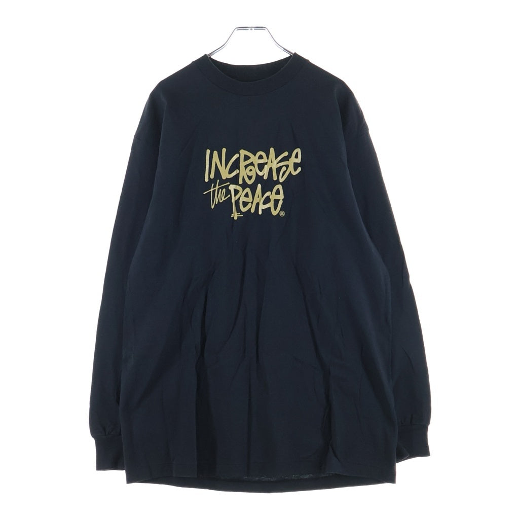 STUSSY(ステューシー) 90S OLD INCREASE THE PEACE TEE オールド 紺タグ インクリース ザ ピース クルーネック長袖Tシャツカットソー ブラック
