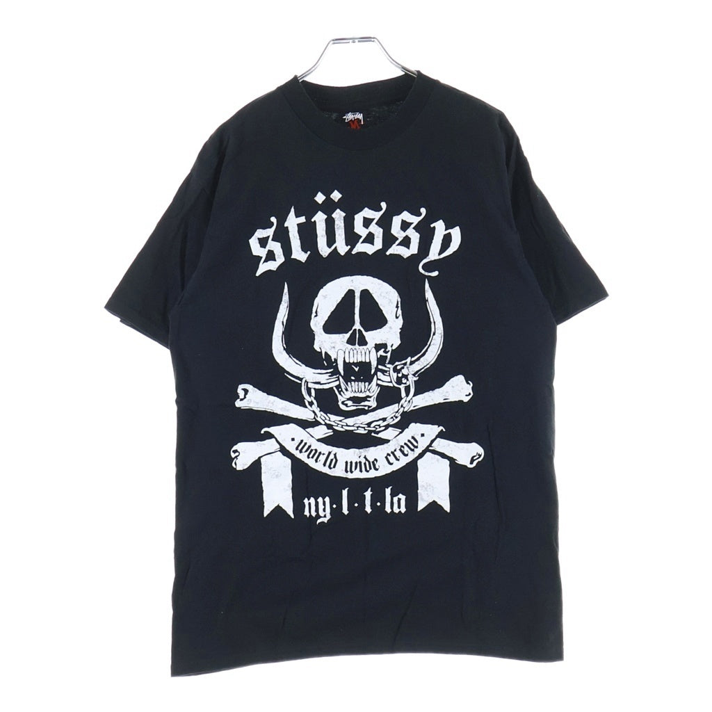 STUSSY(ステューシー) 00S OLD SCULL PRINT TEE オールド スカルプリント クルーネック半袖Tシャツカットソー ブラック