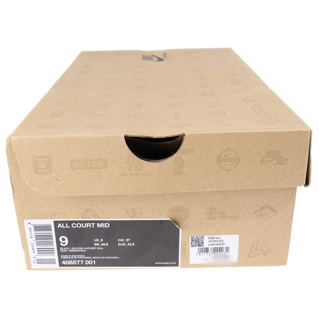 NIKE(ナイキ) 【観賞用 2010年製】 ×STUSSY All Court Mid Black Golden Harvest-Sail オールコート ミッド ゴールデン ハーベスト セイル ハイカットスニーカー US9/27cm 408577-001