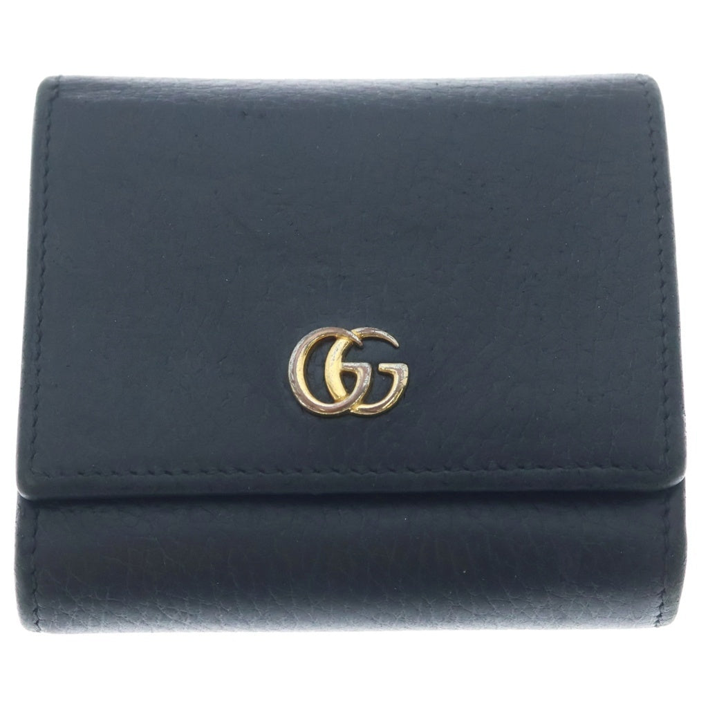 GUCCI(グッチ) GGマーモント レザー コンパクトウォレット 2つ折り財布 ブラック 598537 レディース